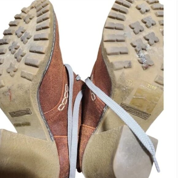 Fugitive by Francesco Rossi leather brown block heeled booties size 37 - Picture 3 of 4